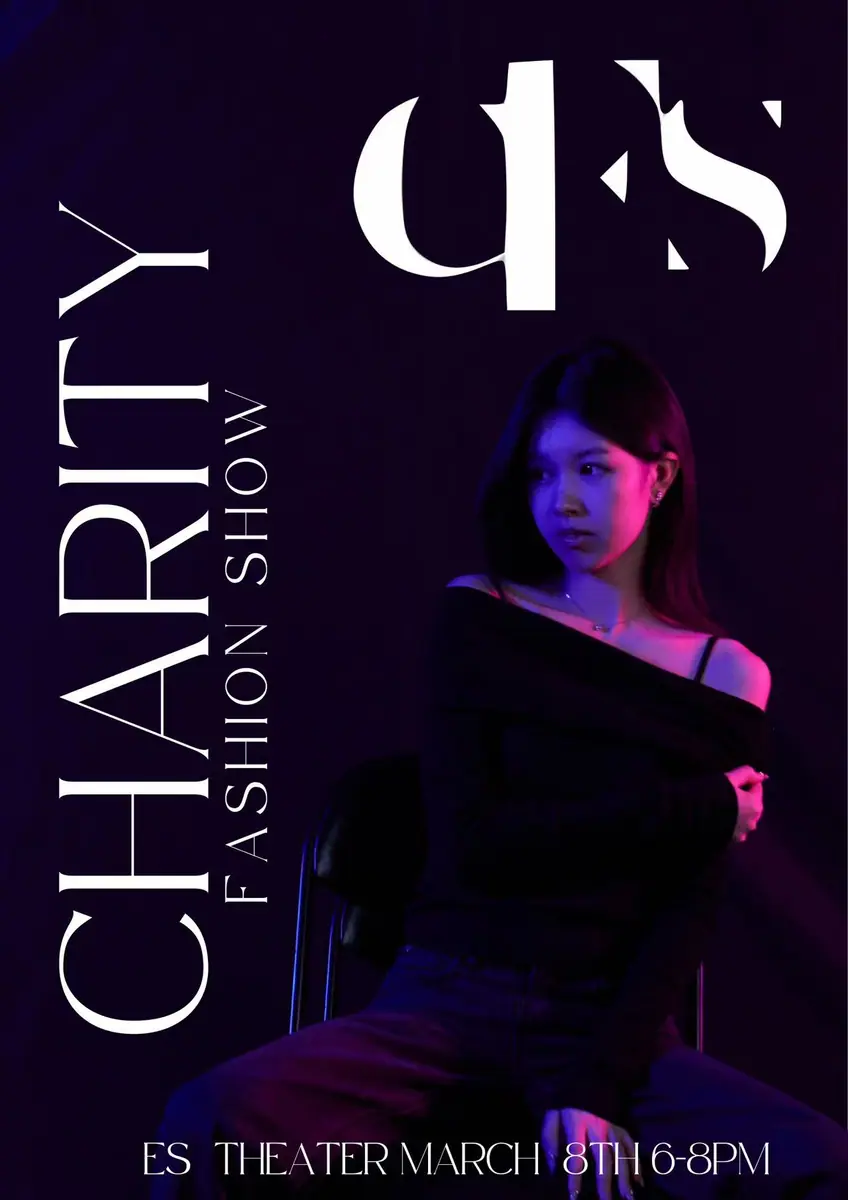 Charity Fashion Show poster with a model in black