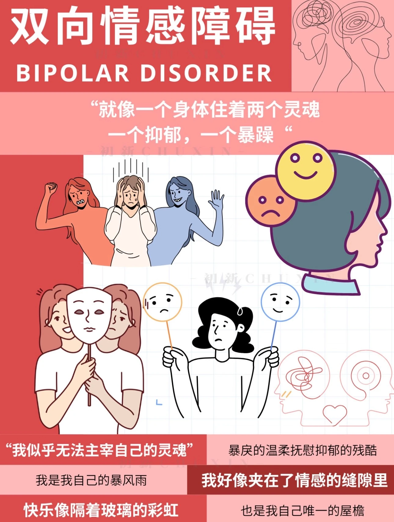 Chuxin illustrated poster about bipolar disorder